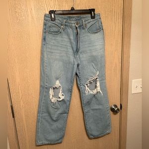 Highest Rise Strait Ripped Jeans